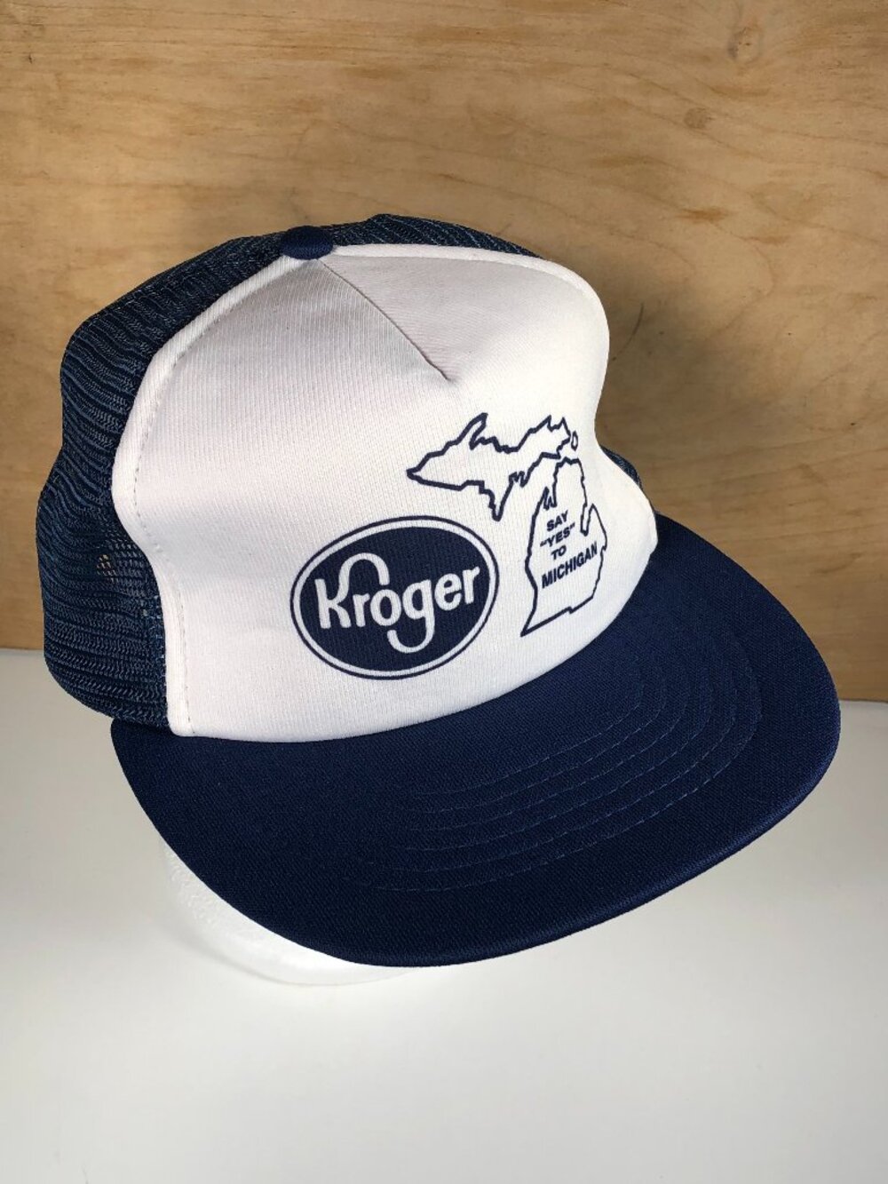 Sunbelt Kroger Michigan Say Yes Trucker Hat Men's OSFA Snapback Navy White